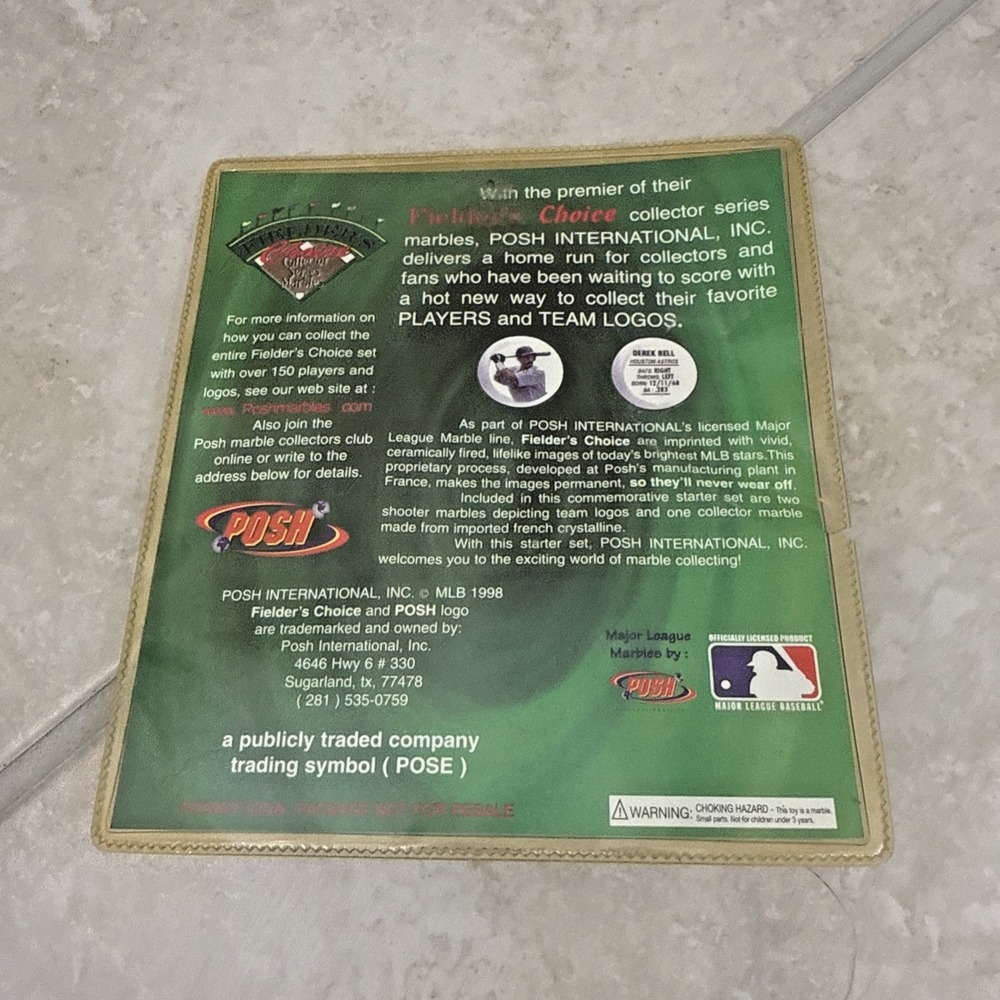 Posh Fielder's Choice  Collector Series Marbled ASTROS VS GIANTS July 17, 1998 - Picture 2 of 4